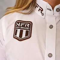 Camisa Feminina NFR Branca com Bordados Marrom - imagem 6
