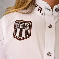 Camisa Feminina NFR Branca com Bordados Marrom - imagem 6