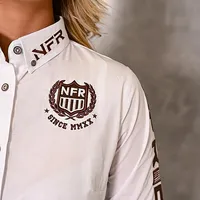 Camisa Feminina NFR Branca com Bordados Marrom - imagem 7