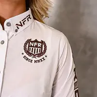 Camisa Feminina NFR Branca com Bordados Marrom - imagem 7