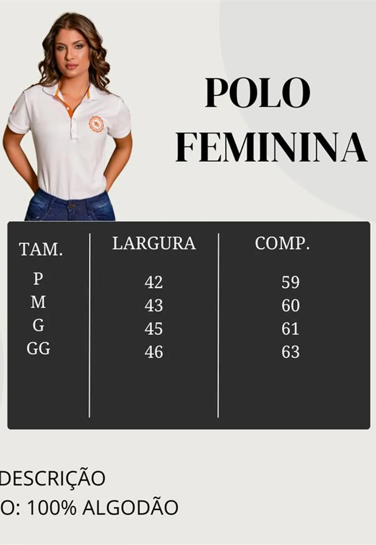 Polo Feminina NFR – Branca com Detalhes Premium