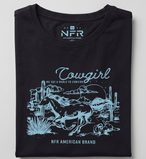 Cropped Feminino NFR – Cowgirl Preto Premium