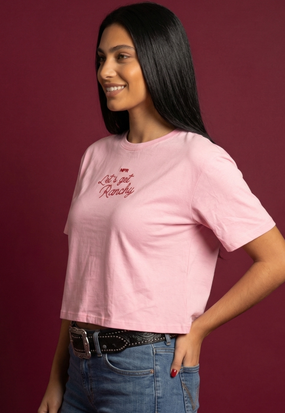 Cropped Feminino NFR – Let’s Get Ranchy Rosa