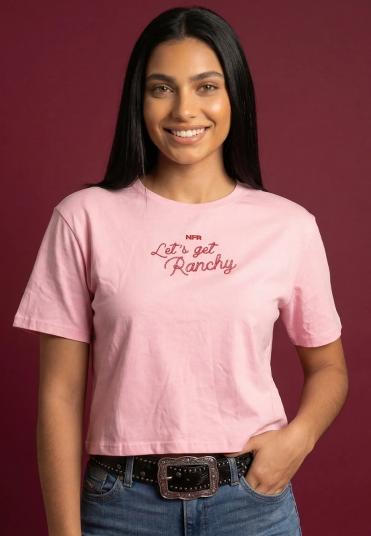 Cropped Feminino NFR – Let’s Get Ranchy Rosa