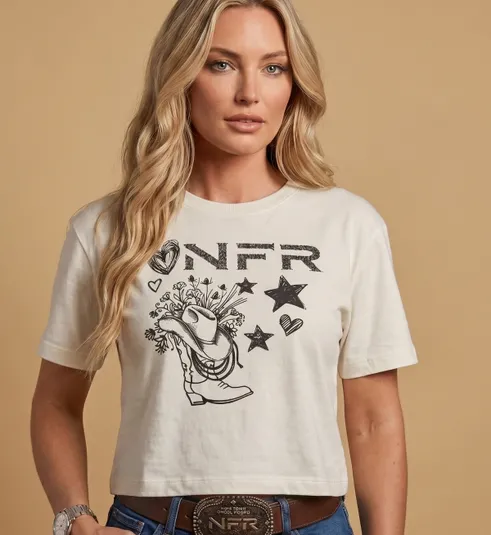 Cropped Feminino NFR – Longhorn Heritage Bege