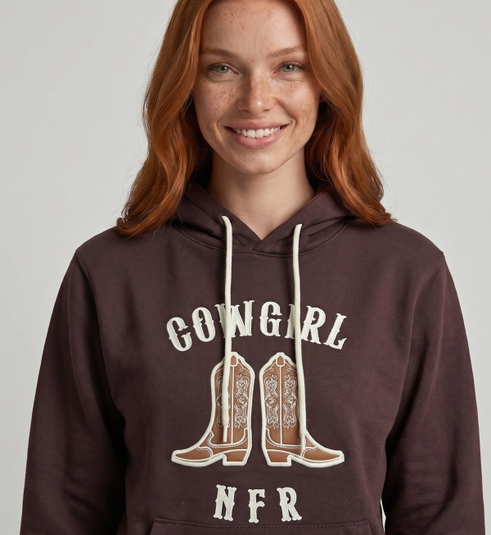 Moletom Feminino NFR – Cowgirl Marrom Premium