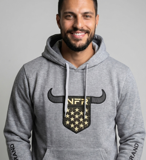 Moletom Masculino NFR – Bull Cinza Premium