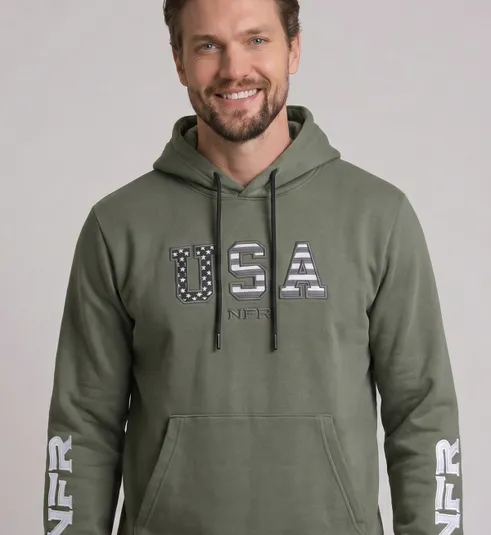 Moletom Masculino NFR – USA Verde Militar