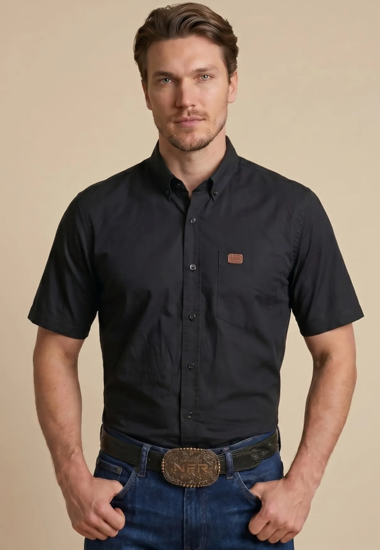 Camisa Masculina NFR Black Premium Manga Curta
