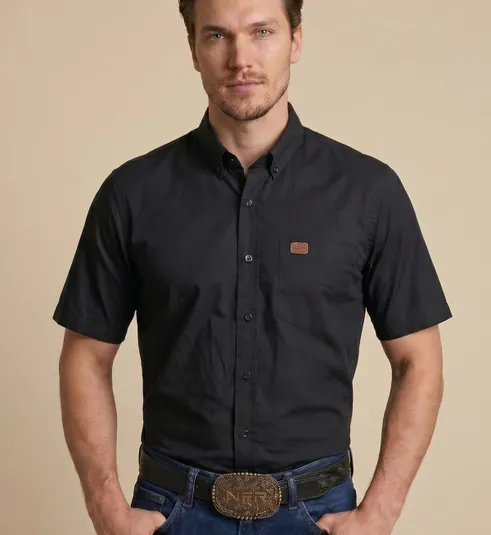 Camisa Masculina NFR Black Premium Manga Curta