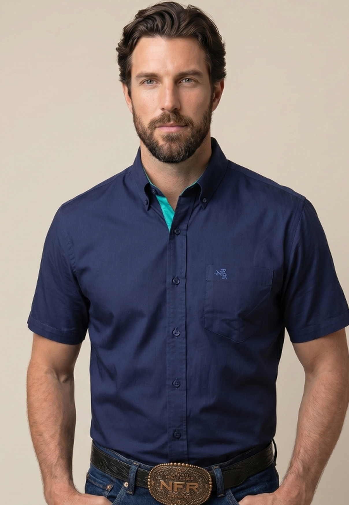Camisa Masculina NFR Blue Premium Manga Curta