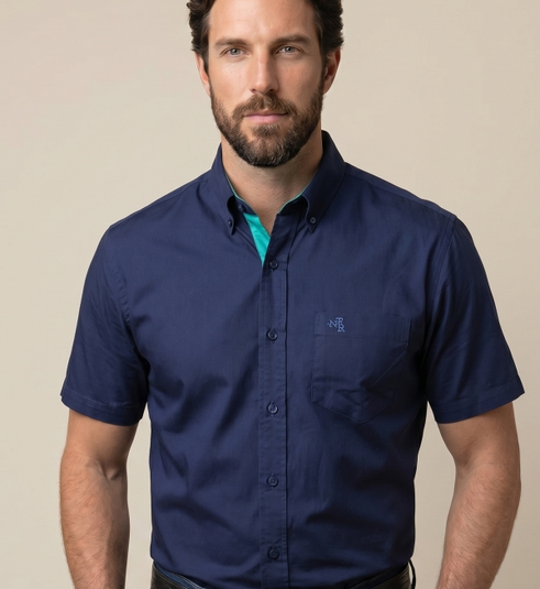Camisa Masculina NFR Blue Premium Manga Curta