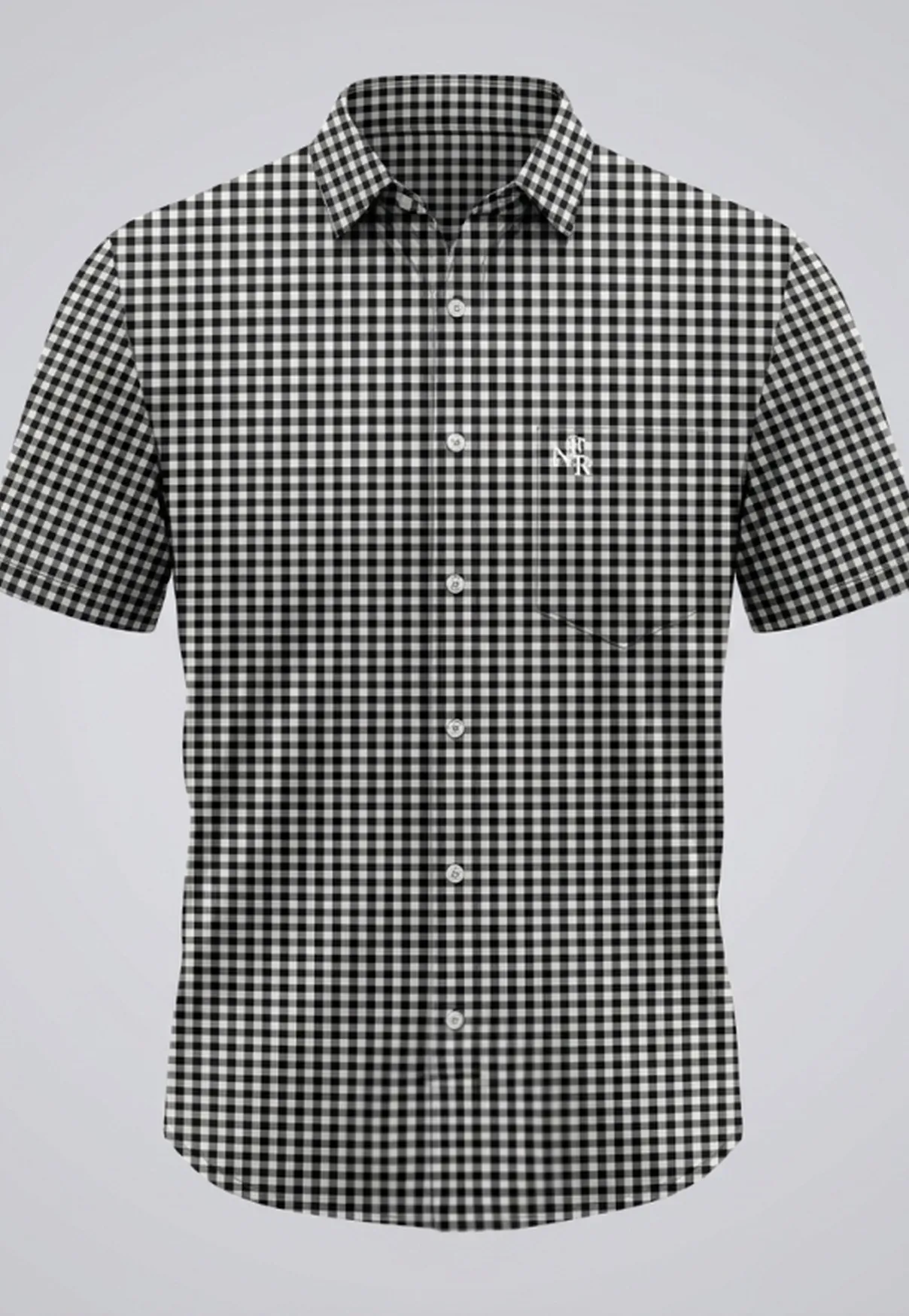 Camisa Masculina NFR Xadrez Black Premium Manga Curta