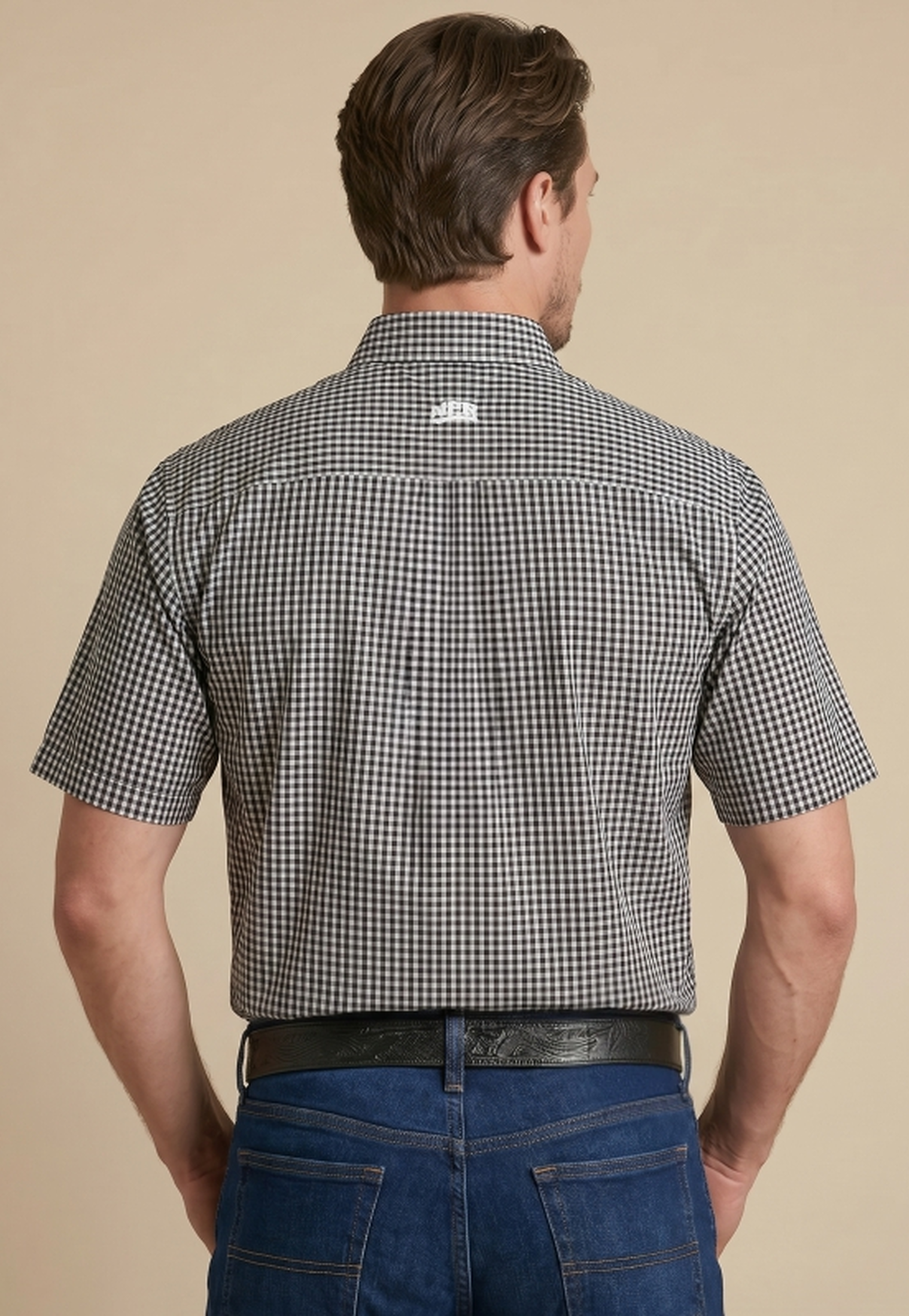 Camisa Masculina NFR Xadrez Black Premium Manga Curta