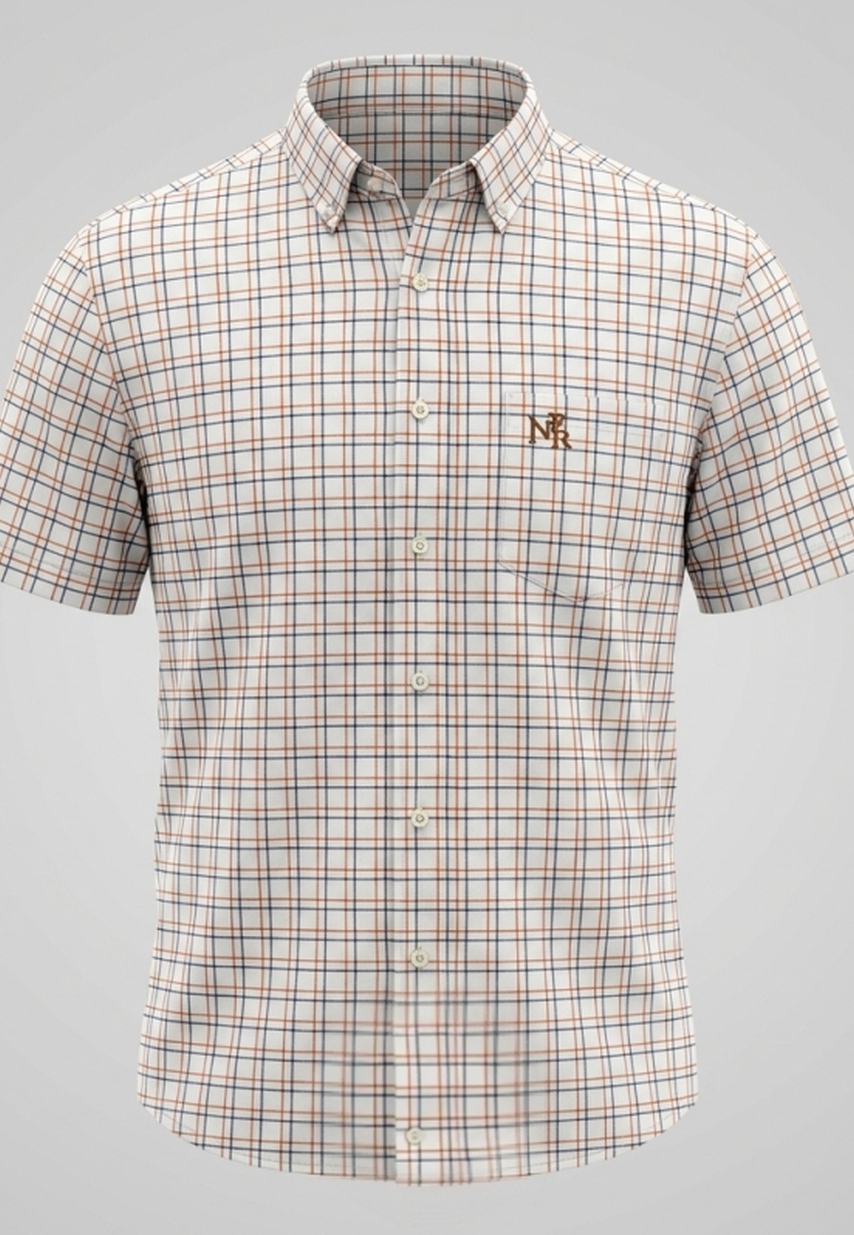 Camisa Masculina NFR Xadrez Areia Premium Manga Curta