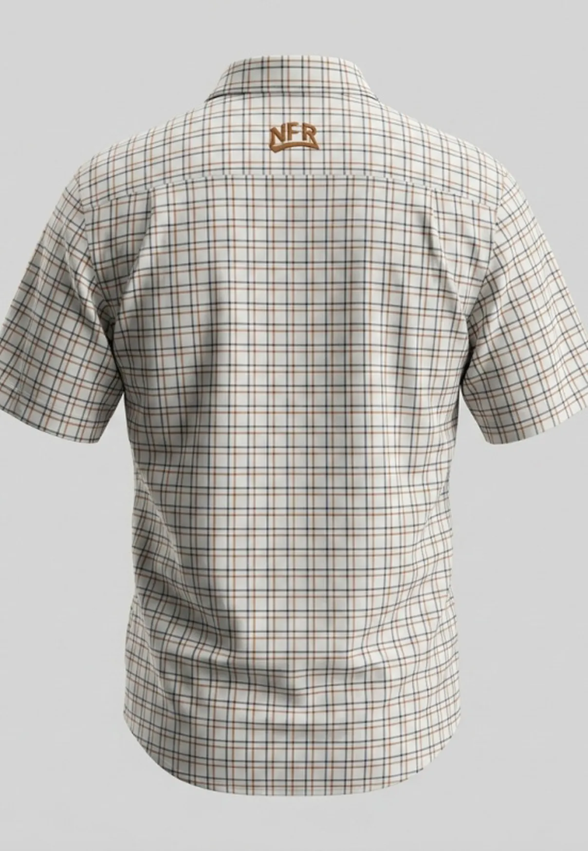 Camisa Masculina NFR Xadrez Areia Premium Manga Curta