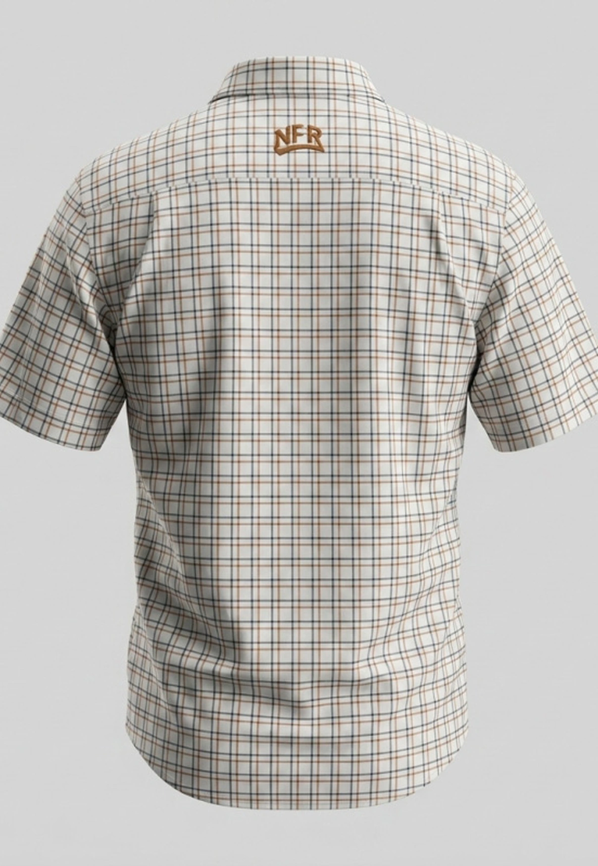 Camisa Masculina NFR Xadrez Areia Premium Manga Curta