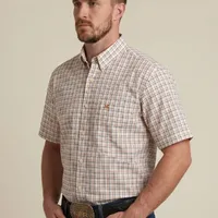 Camisa Masculina NFR Xadrez Areia Premium Manga Curta - imagem 3
