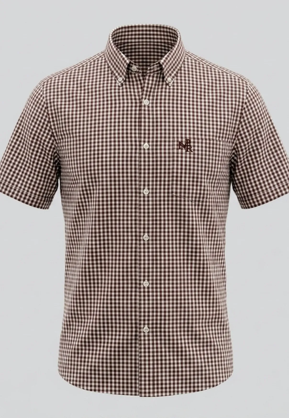 Camisa Masculina NFR Xadrez Brown Premium Manga Curta