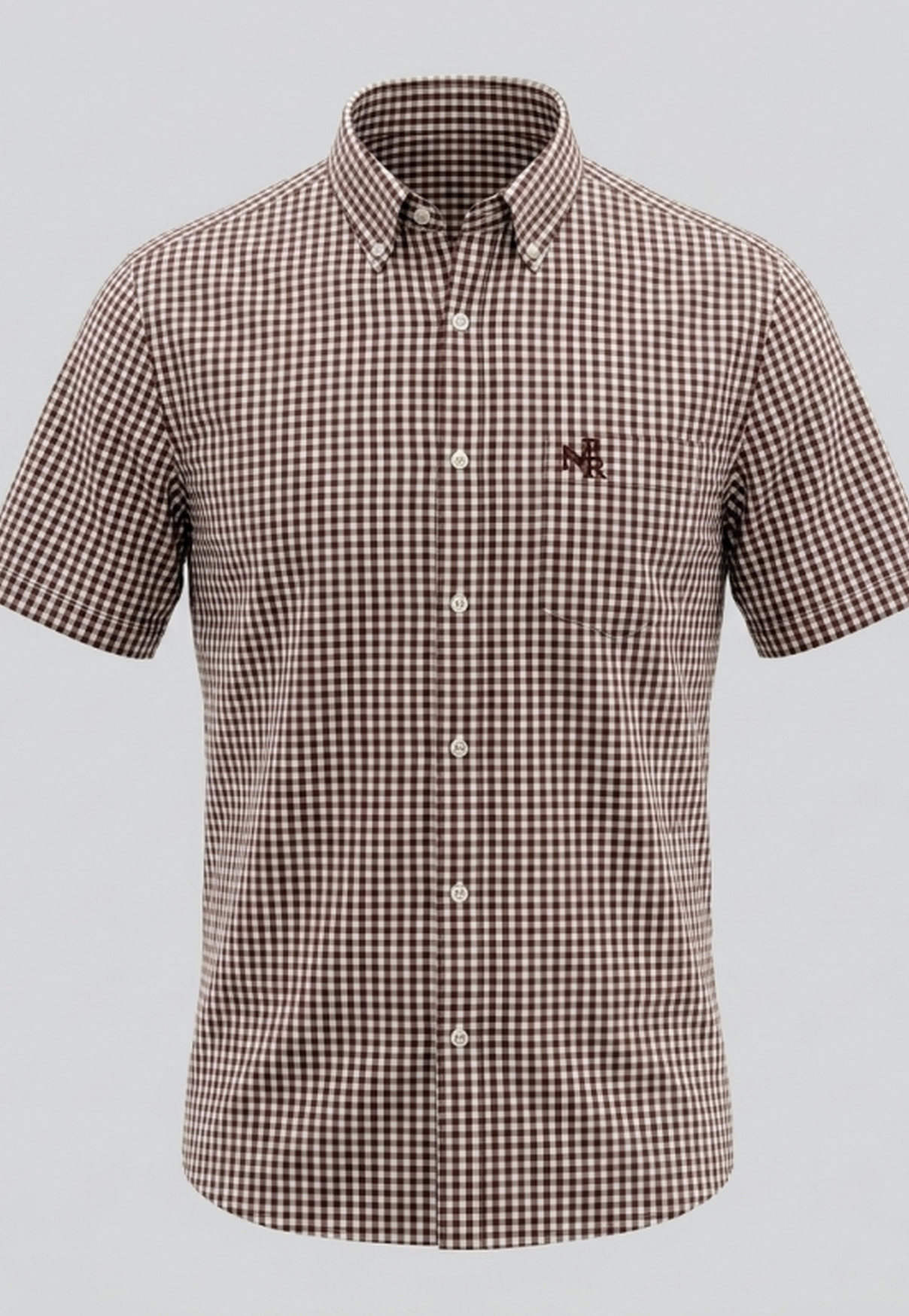 Camisa Masculina NFR Xadrez Brown Premium Manga Curta