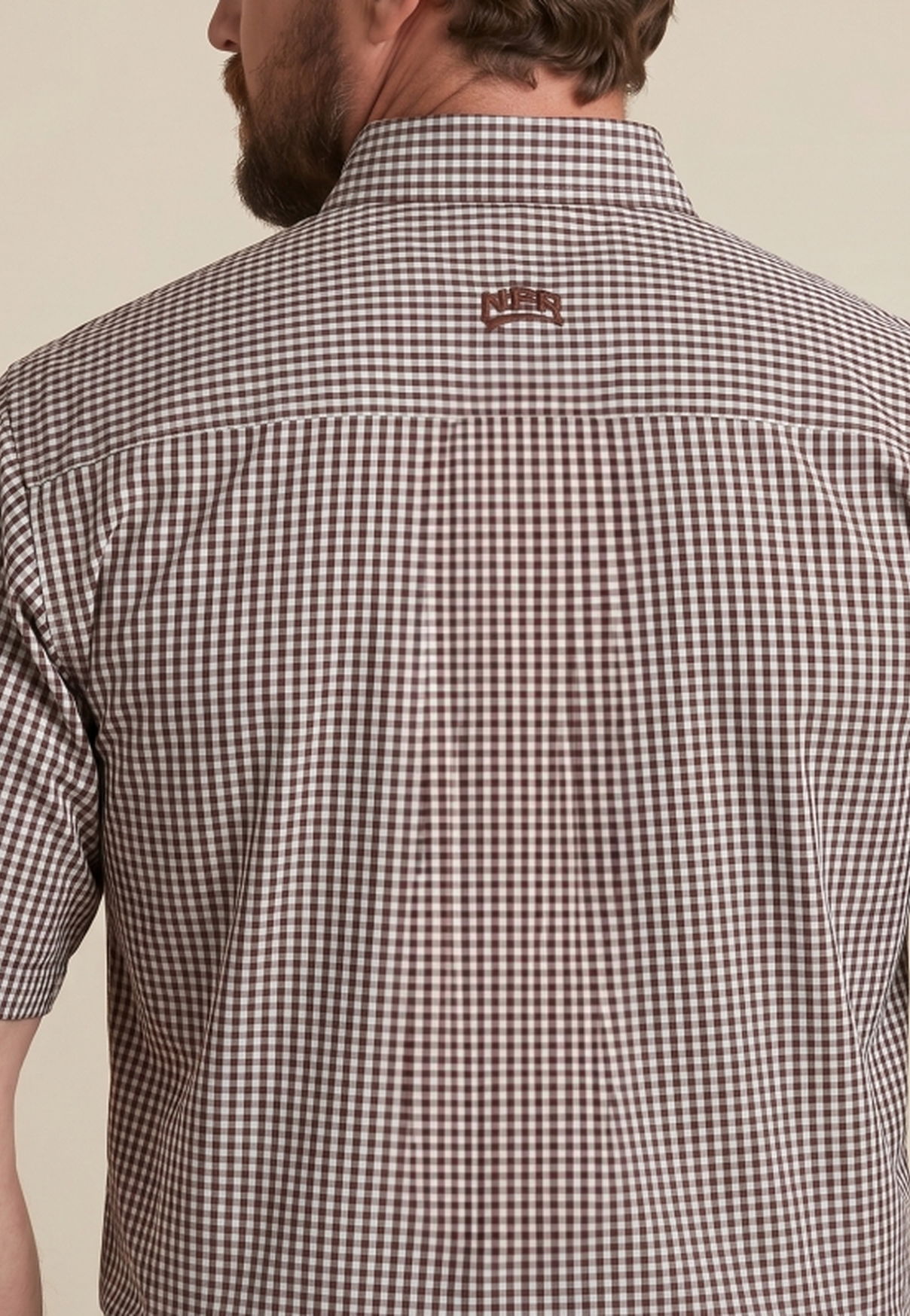 Camisa Masculina NFR Xadrez Brown Premium Manga Curta