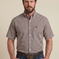 Camisa Masculina NFR Xadrez Brown Premium Manga Curta - imagem 1