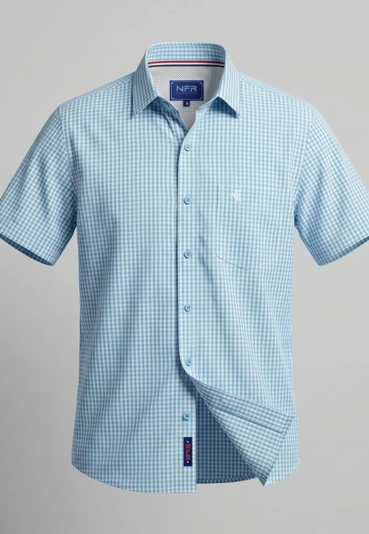 Camisa Masculina NFR Xadrez Sky Manga Curta
