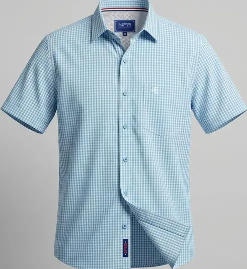 Camisa Masculina NFR Xadrez Sky Manga Curta