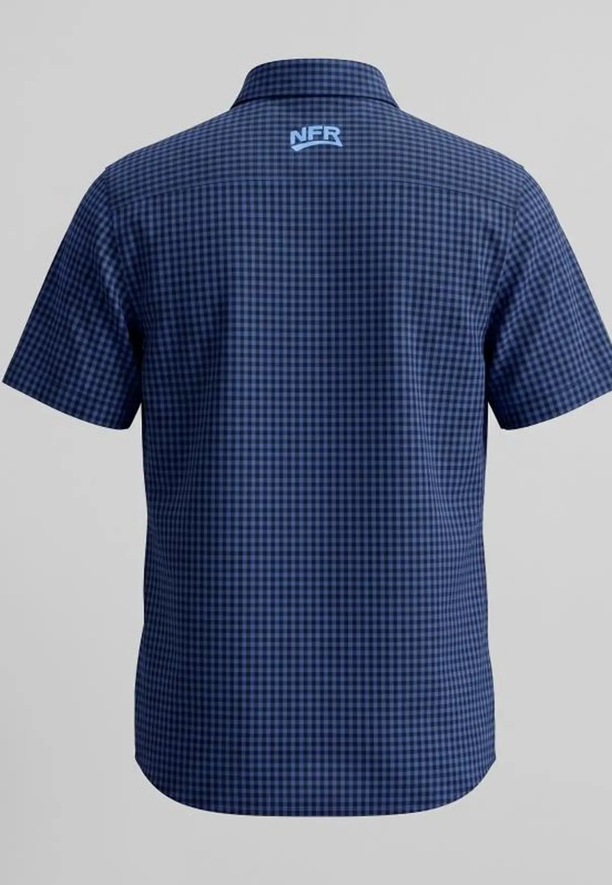 Camisa Masculina NFR Xadrez Azul Premium Manga Curta