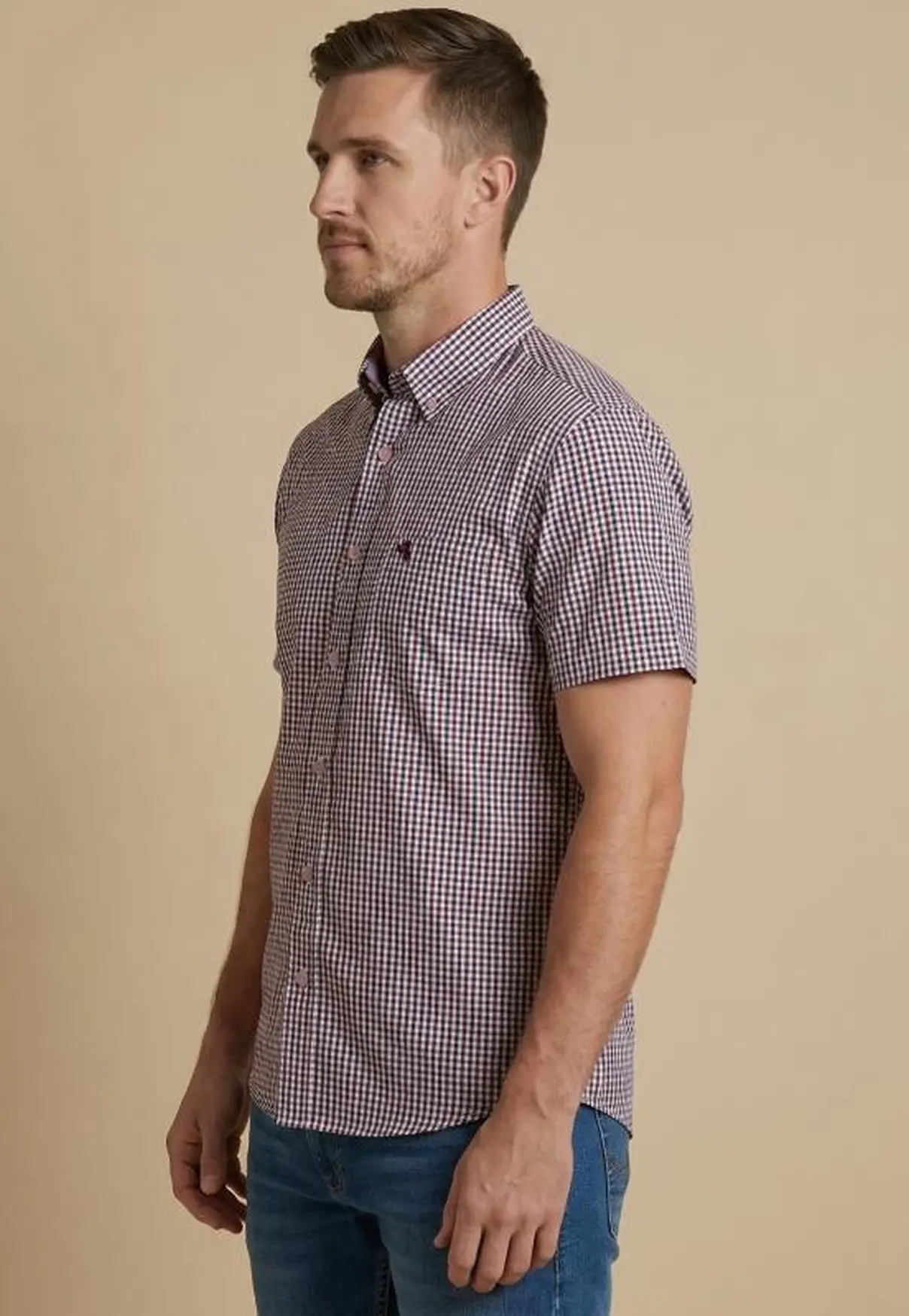 Camisa Masculina NFR Xadrez Tricolor Manga Curta