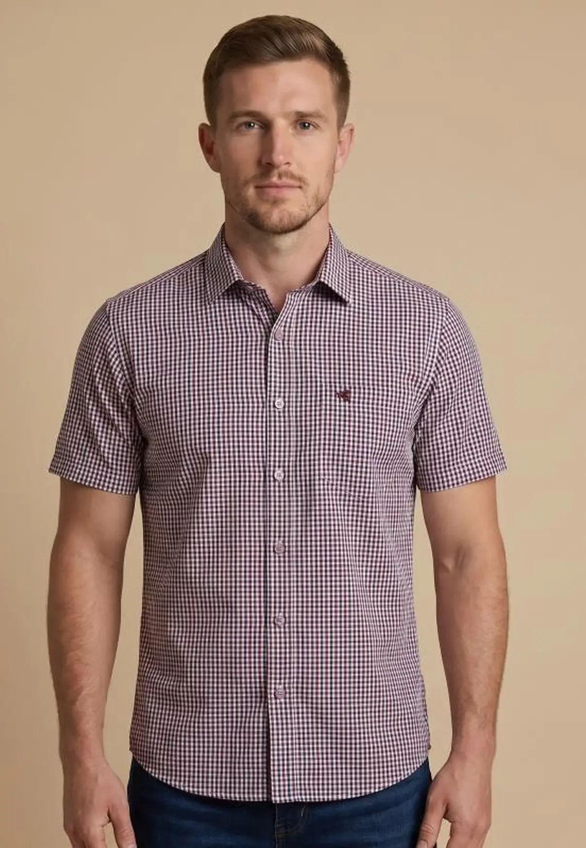 Camisa Masculina NFR Xadrez Tricolor Manga Curta