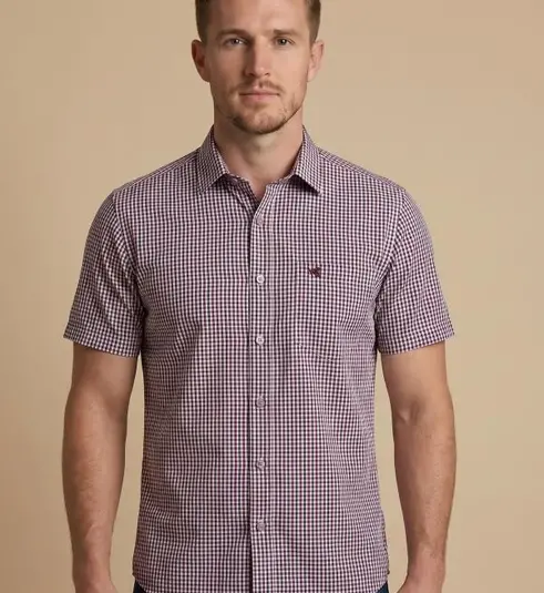 Camisa Masculina NFR Xadrez Tricolor Manga Curta