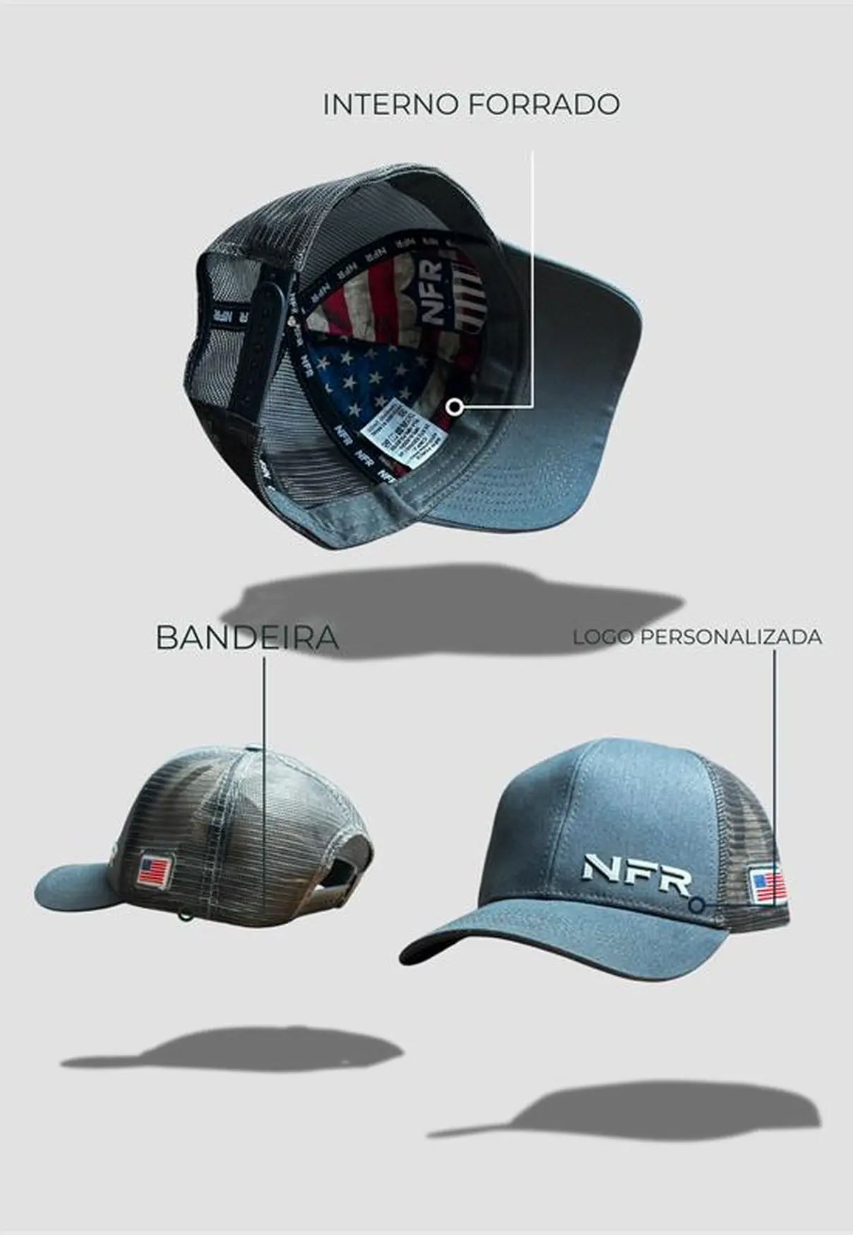 Boné Trucker NFR Silver USA