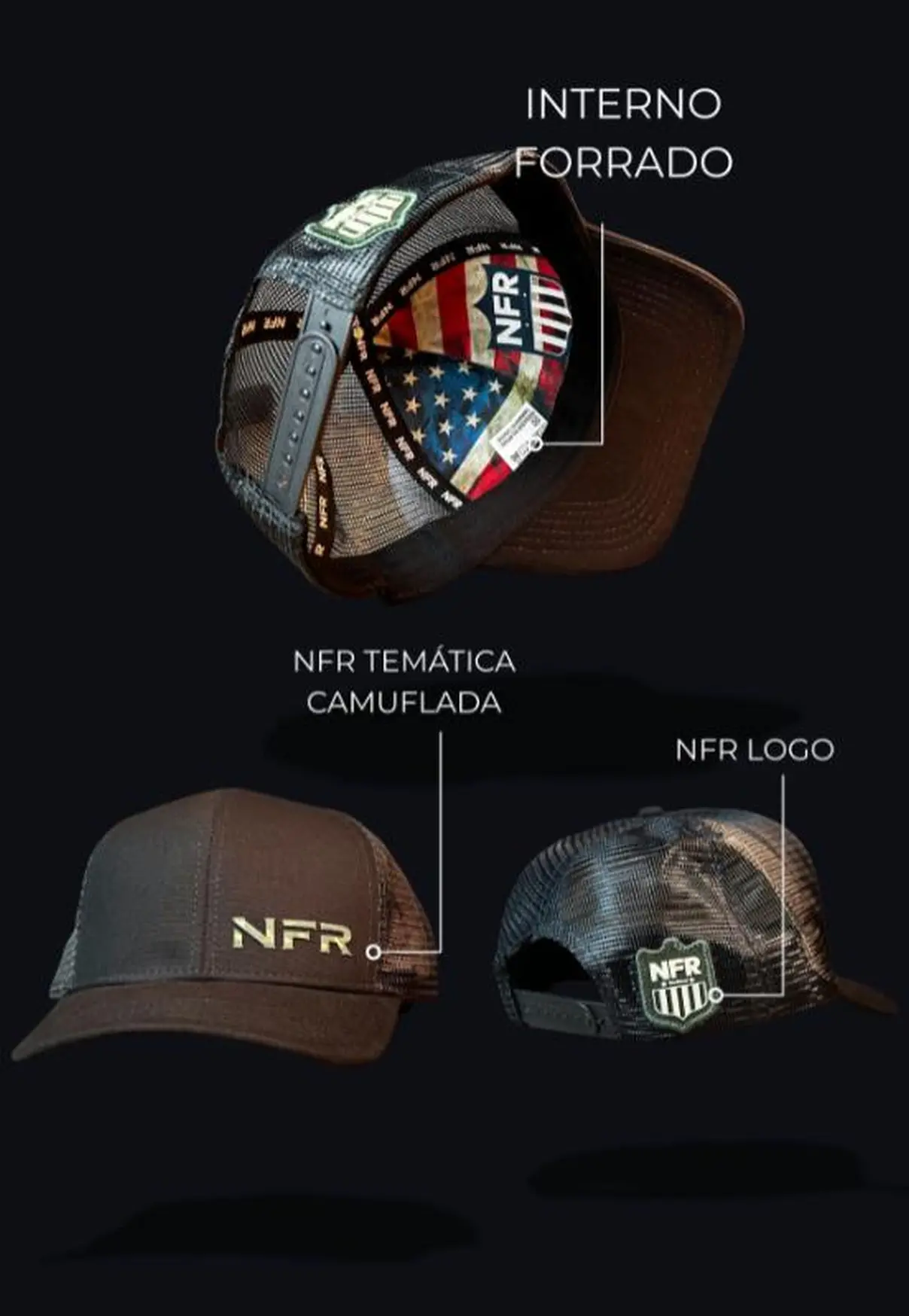 Boné Trucker NFR Camuflado Black