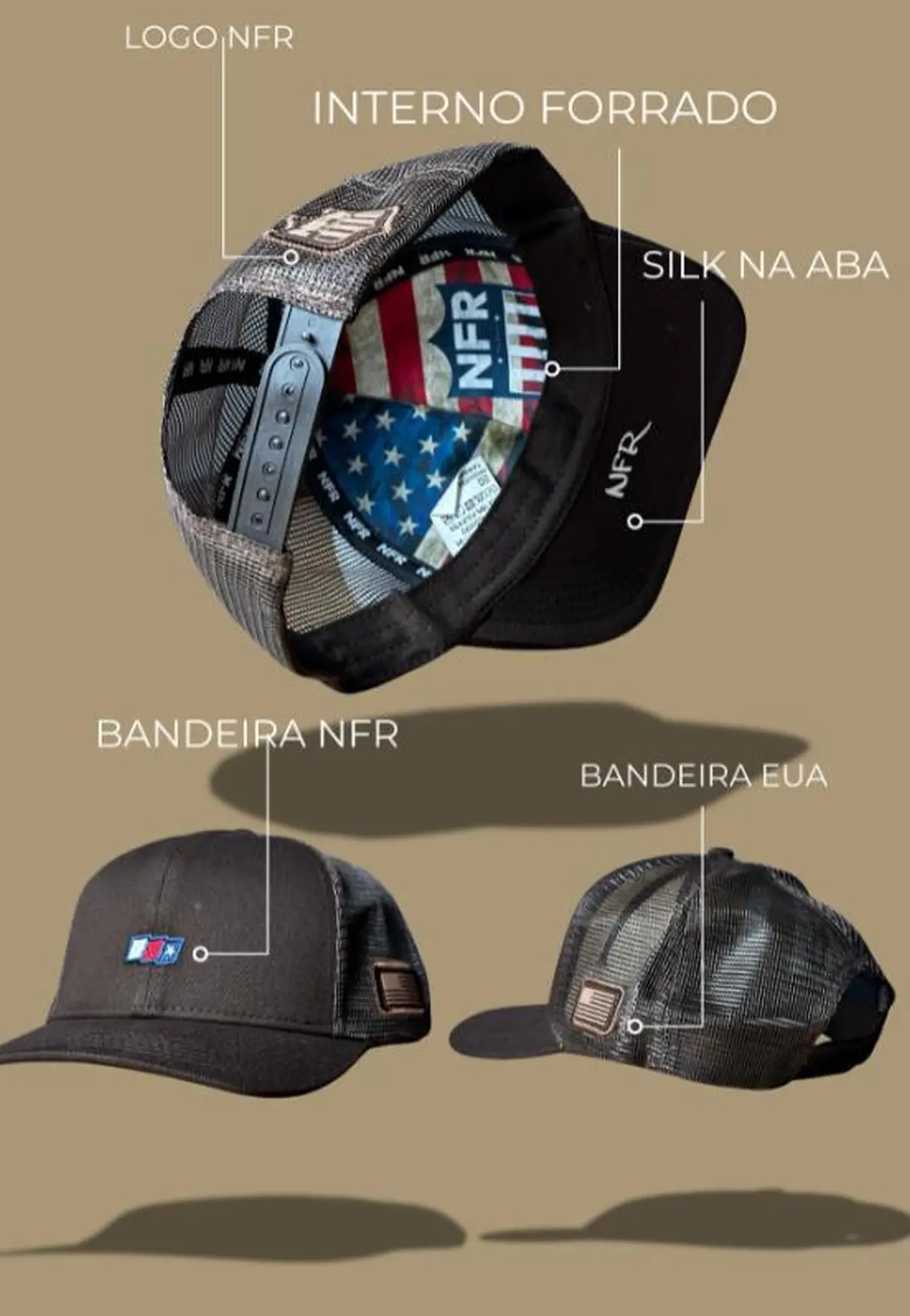 Boné Trucker NFR Classic Marrom