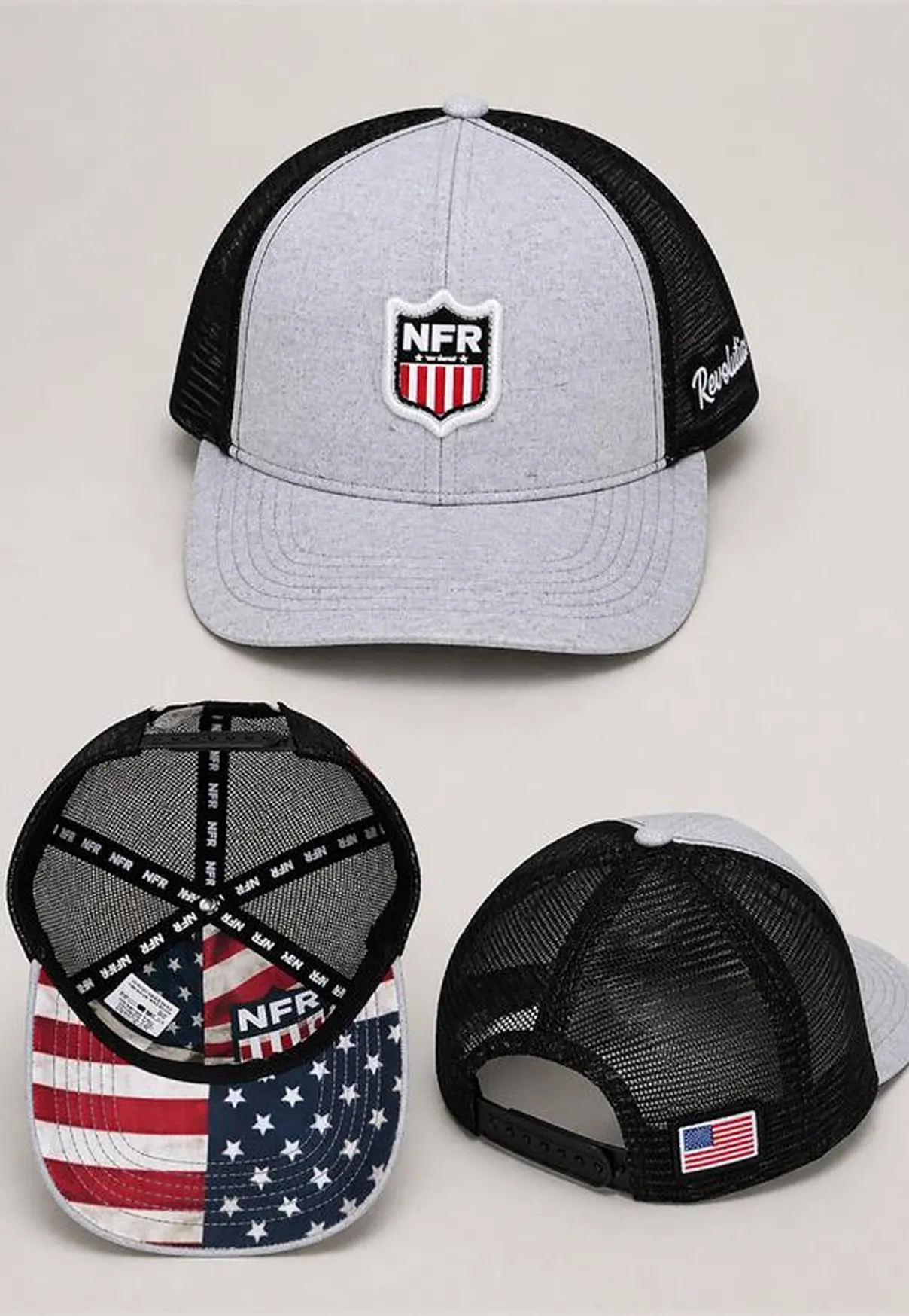 Boné Trucker NFR Cinza Mescla/Preto
