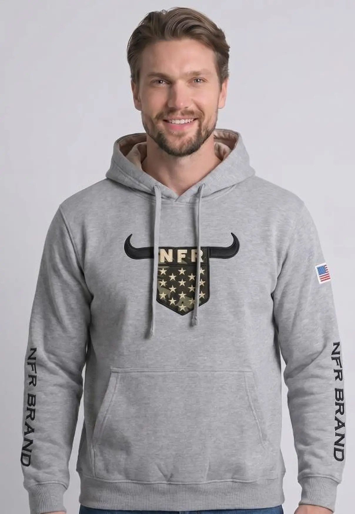 Moletom Masculino Canguru NFR Brand Cinza
