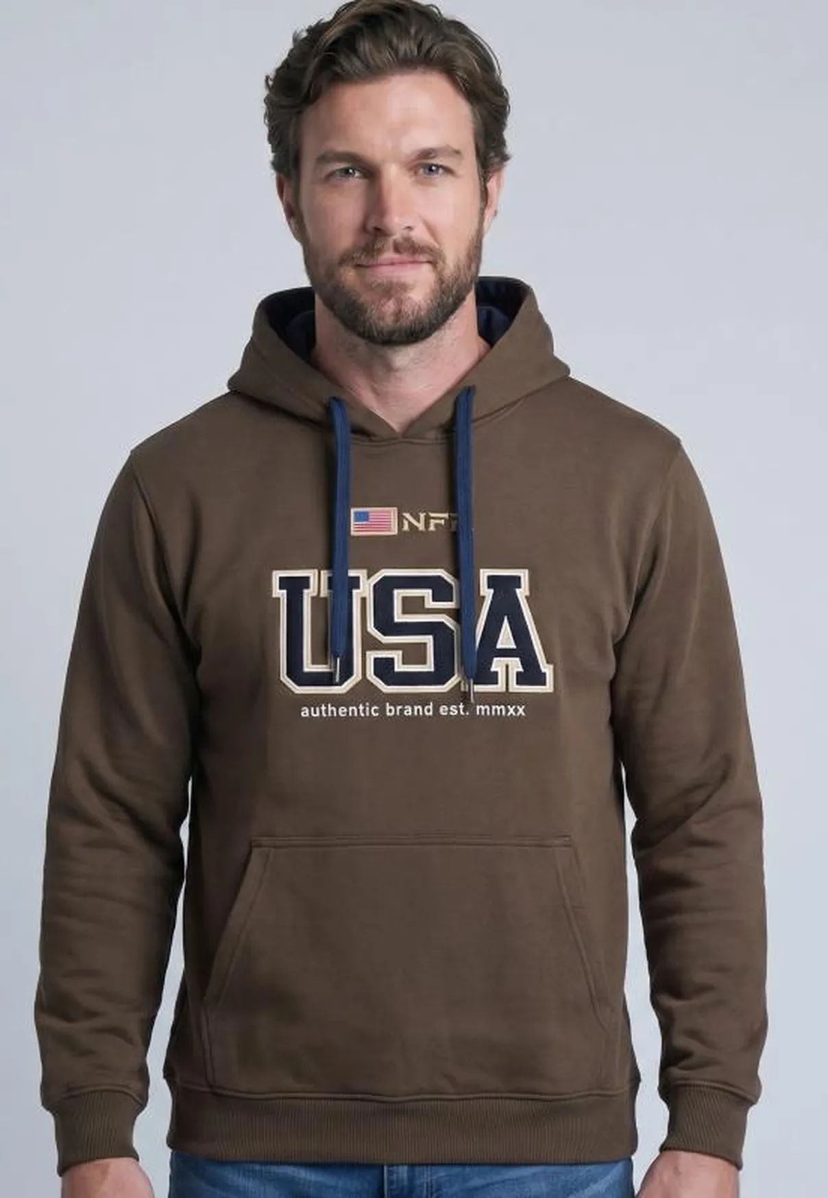 Moletom Masculino Canguru NFR USA Marrom