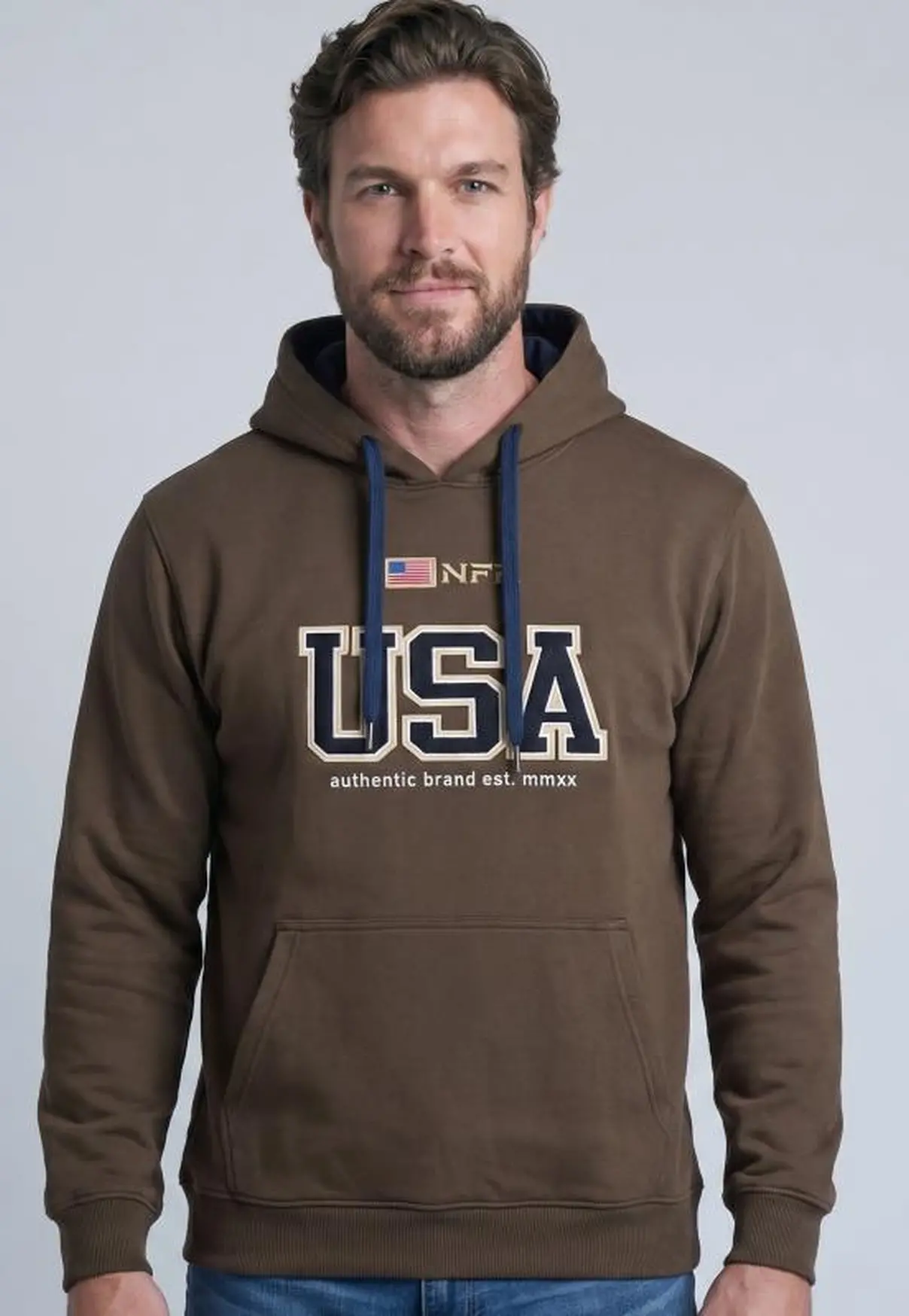 Moletom Masculino Canguru NFR USA Marrom