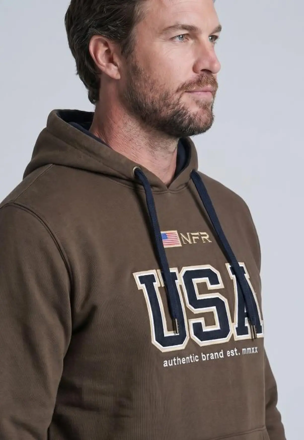 Moletom Masculino Canguru NFR USA Marrom