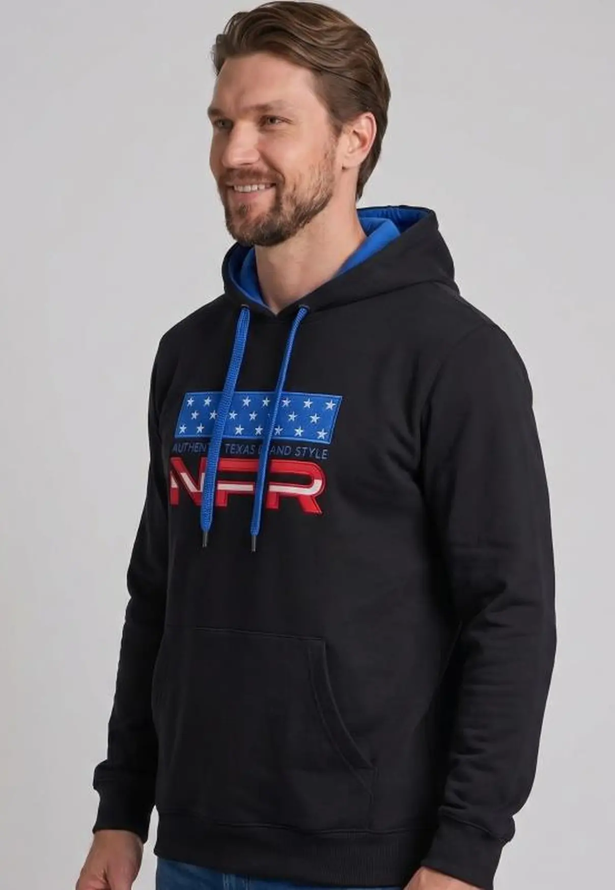Moletom Masculino Canguru NFR Preto Texas Brand