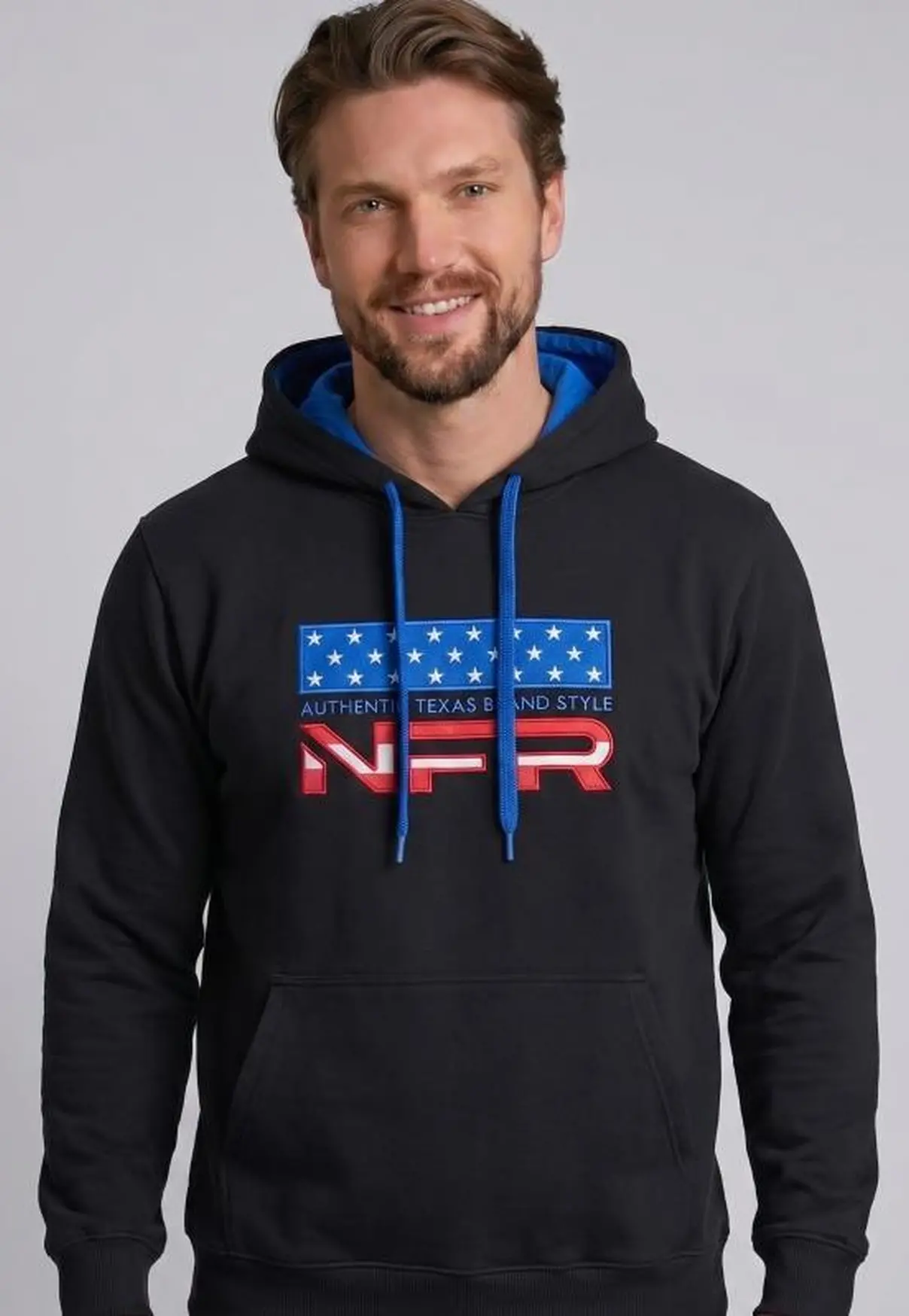 Moletom Masculino Canguru NFR Preto Texas Brand