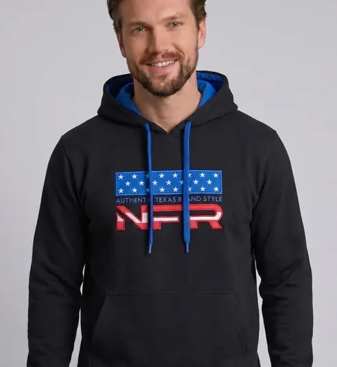 Moletom Masculino Canguru NFR Preto Texas Brand