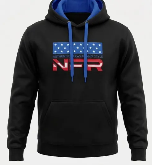 Moletom Masculino Canguru NFR Preto Texas Brand