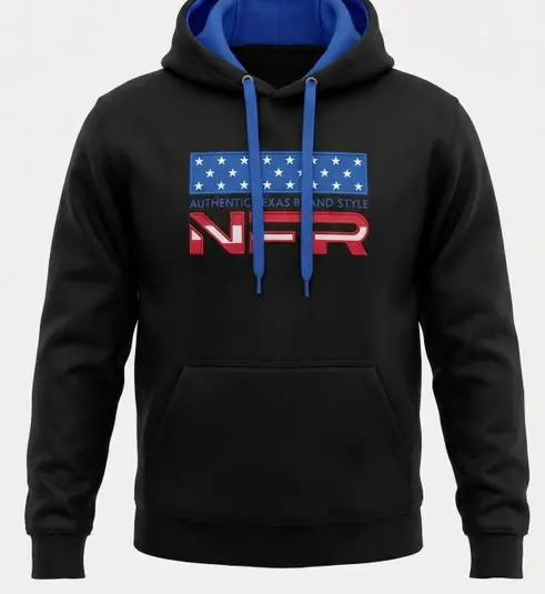 Moletom Masculino Canguru NFR Preto Texas Brand