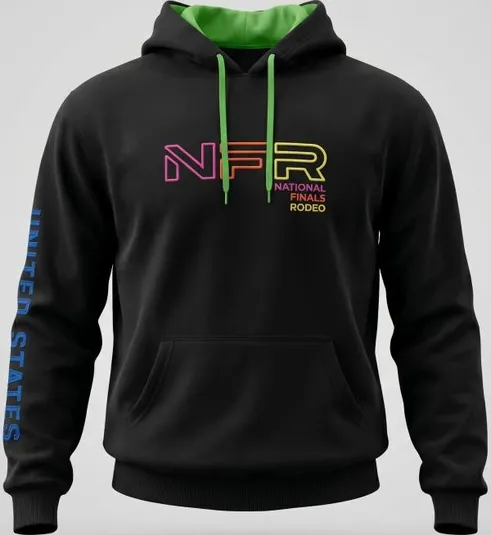 Moletom Masculino Canguru NFR Preto Neon