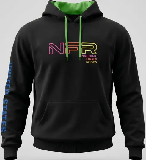 Moletom Masculino Canguru NFR Preto Neon