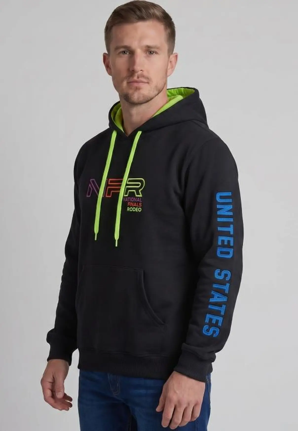Moletom Masculino Canguru NFR Preto Neon