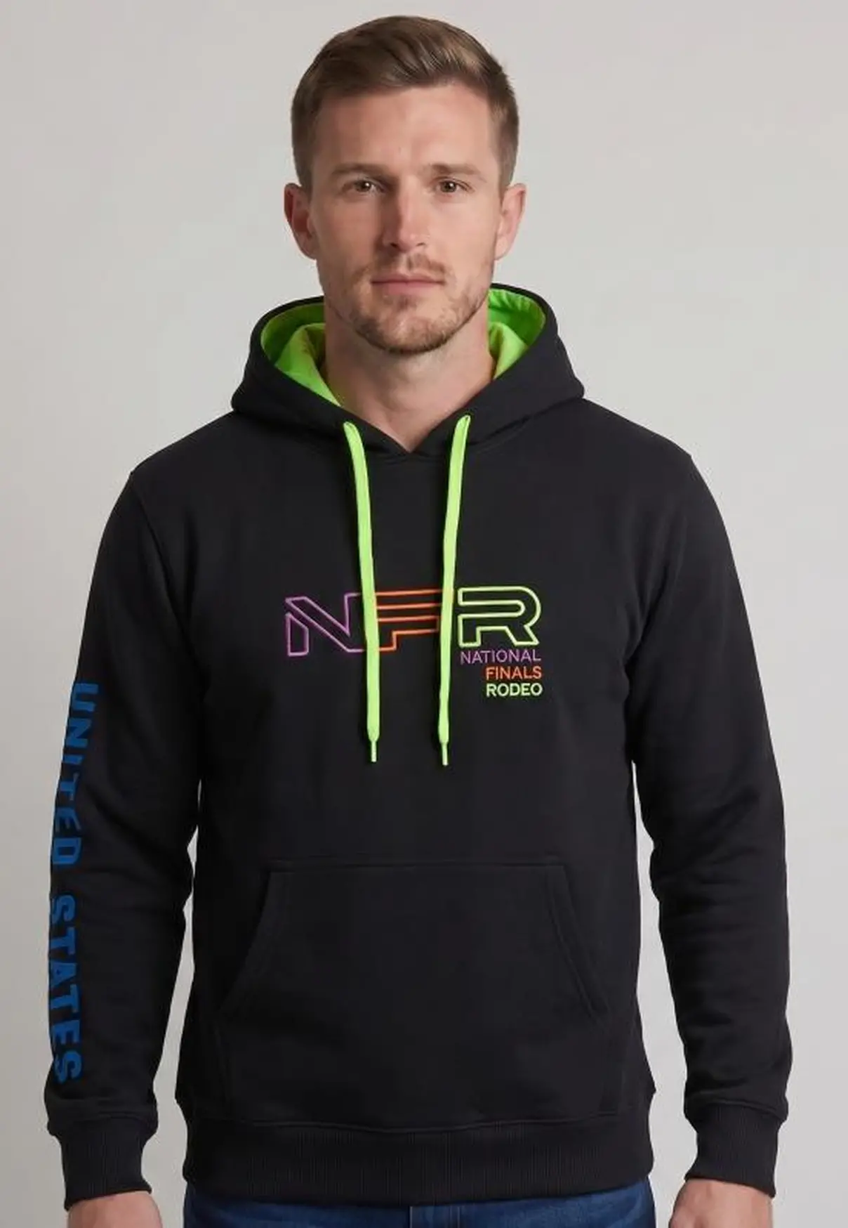 Moletom Masculino Canguru NFR Preto Neon
