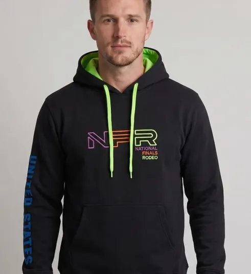 Moletom Masculino Canguru NFR Preto Neon